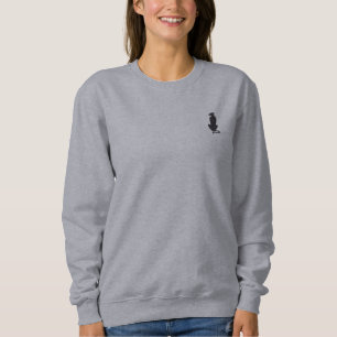 Schwarze Katzen-Silhouette Frauen graue Sweatshirt
