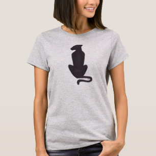 Schwarze Katzen-Silhouette Frauen graues T-Shirt