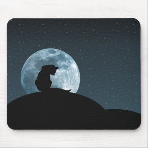 Schwarze Katzen-Silhouette Mousepad