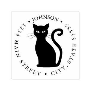 Schwarze Katzen-Silhouette-Rückkehr-Aufkleber Permastempel