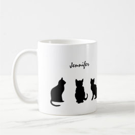Schwarze Katzen Silhouetten personalisiert Kaffeetasse