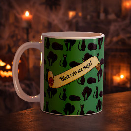 Schwarze Katzen sind magisch! Hexenkatze Pixel Art Kaffeetasse