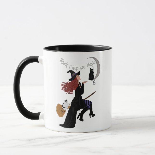 Schwarze Katzen sind magische Zwei-Tone-Tasse Tasse (Links)