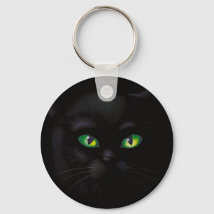 Schwarze Katzen-Smaragd-grüne Schlüsselanhänger