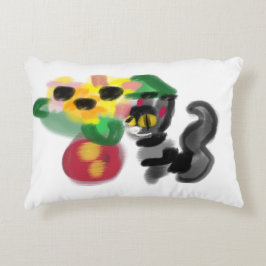 Schwarze Katzen-Sonnenblumen Dekokissen