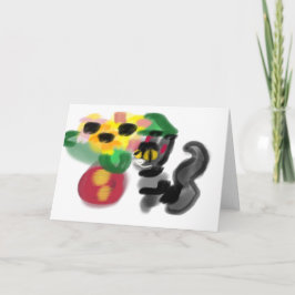Schwarze Katzen-Sonnenblumen Karte