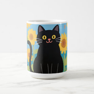 Schwarze Katzen Sonnenblumen Marienkäfer Kaffeetasse