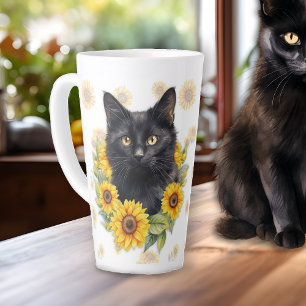 Schwarze Katzen Sonnenblumen Spruch Milchtasse