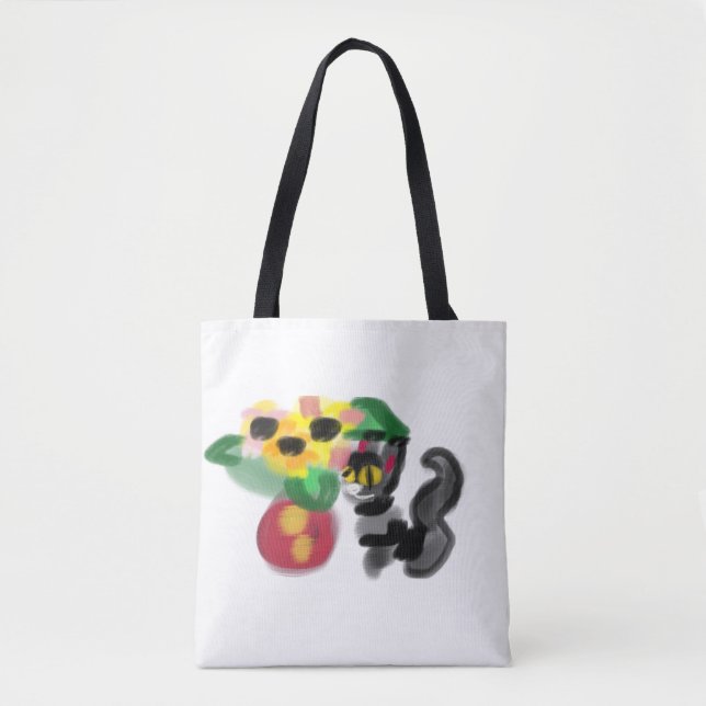 Schwarze Katzen Sonnenblumen  Tasche (Vorderseite)
