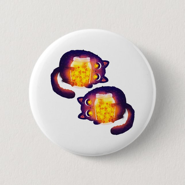 Schwarze Katzen Star Sammler Button (Vorderseite)