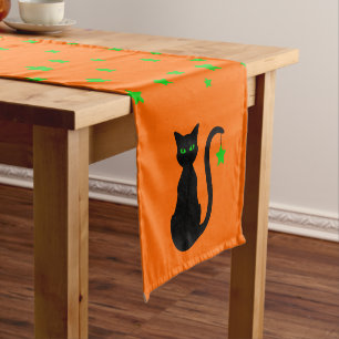 Schwarze Katzen-Tabellen-Läufer Kurzer Tischläufer