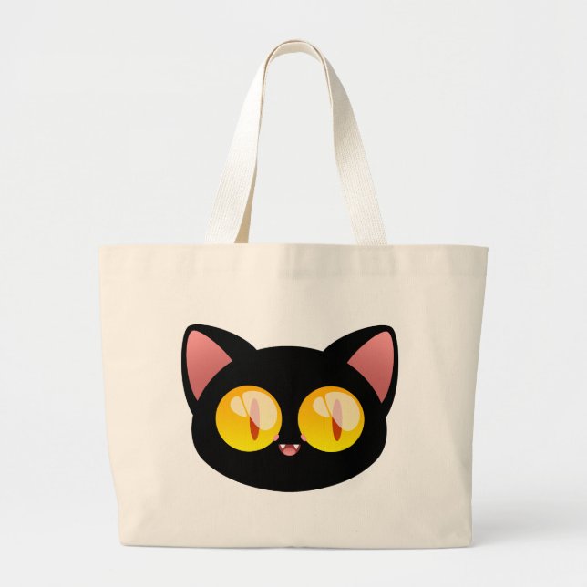 Schwarze Katzen-Tasche Halloweens Jumbo Stoffbeutel (Vorne)