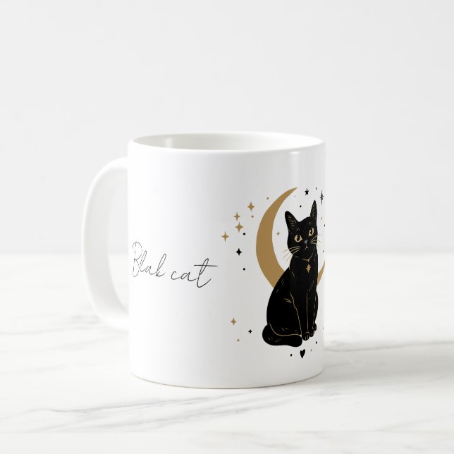 Schwarze Katzen-Tasse Kaffeetasse (Vorderseite Links)