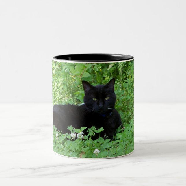 Schwarze Katzen-Tasse Zweifarbige Tasse (Mittel)