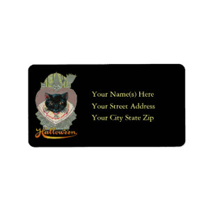 Schwarze Katzen-und Adressaufkleber