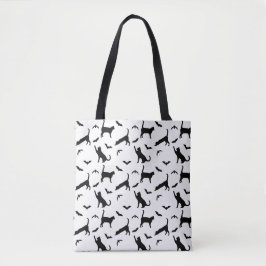Schwarze Katzen- und Flechtmotive Niedliches Hallo Tasche