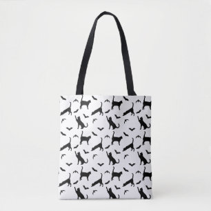 Schwarze Katzen- und Fledermaus-Motive Süßes Hallo Tasche