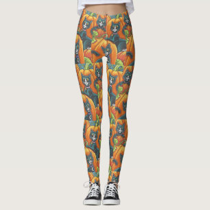 SCHWARZE KATZEN UND GEMÜSE HALLOWEEN LEGGINGS Oran