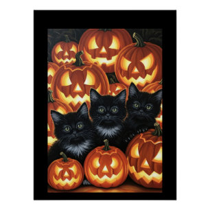 Schwarze Katzen und Jack O’Lanterns Poster