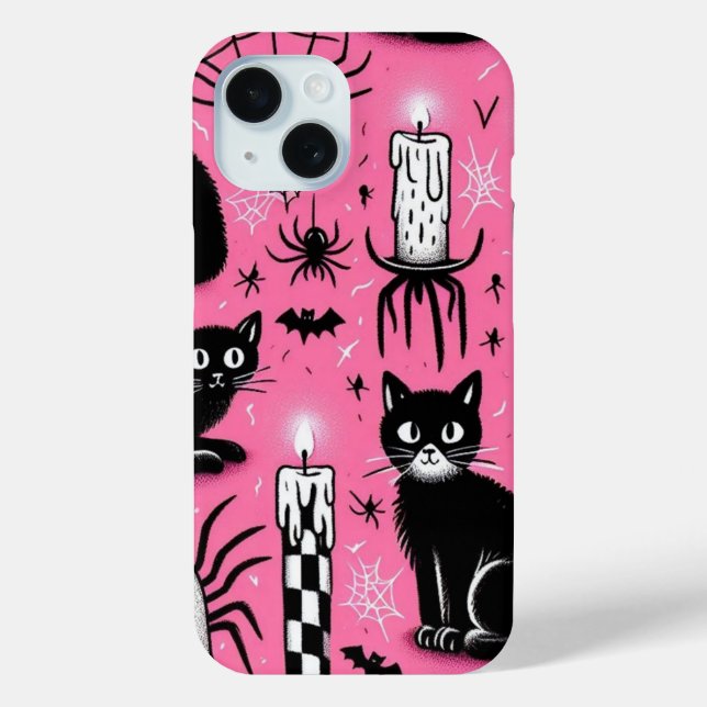 Schwarze Katzen und Kerzen Case-Mate iPhone Hülle (Rückseite)
