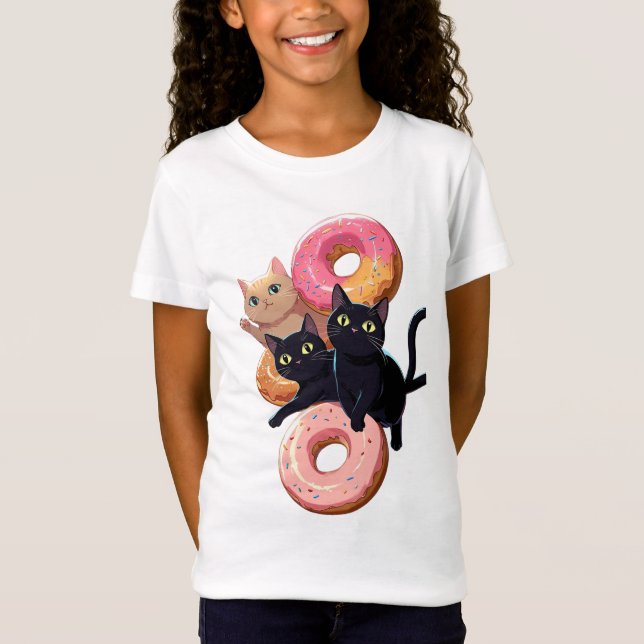 "Schwarze Katzen und köstliche Donuts: ein perfekt T-Shirt (Vorderseite)