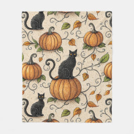 Schwarze Katzen und Kürbis Halloween-Muster Fleecedecke