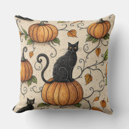 Schwarze Katzen und Kürbis Halloween-Muster Kissen