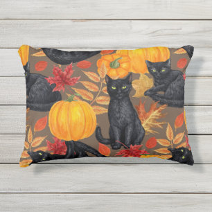 Schwarze Katzen und Kürbisse 2 Kissen Für Draußen