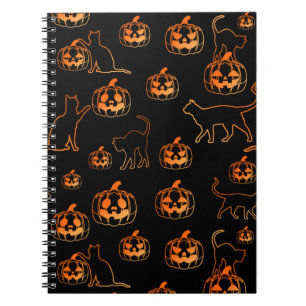 Schwarze Katzen und Orange Pumpkins Halloween Must Notizblock