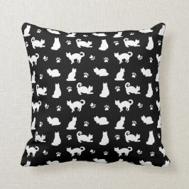 Schwarze Katzen und Paw-Prinzen weiß Kissen