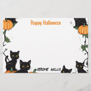 Schwarze Katzen und Pumpkin Happy Halloween Briefpapier