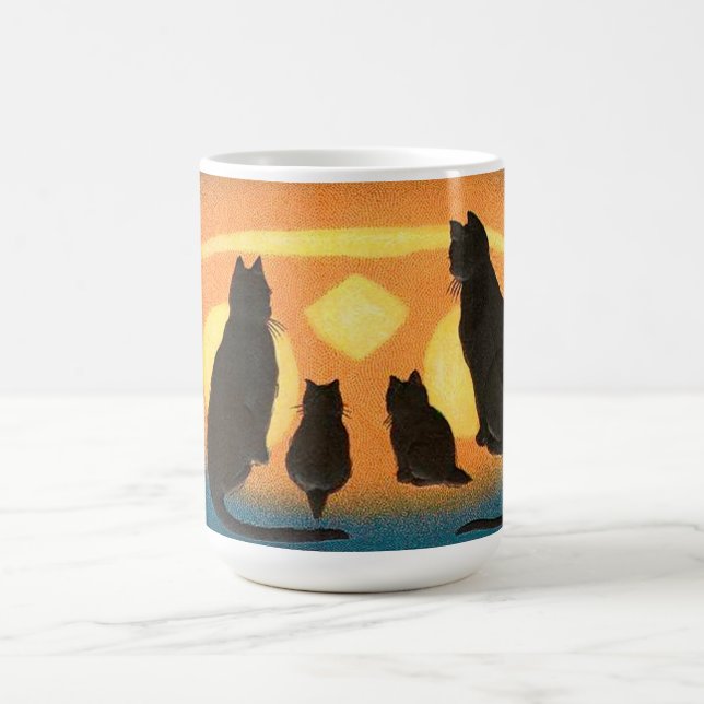 Schwarze Katzen und Pumpkin Kaffeetasse (Mittel)