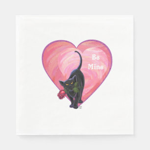 Schwarze Katzen-Valentinstag Serviette