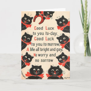 Schwarze Katzen-viel Glück-Gruß-Karte Karte