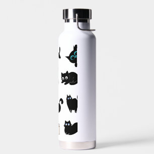 Schwarze Katzen Vinyl Aufkleber Süße Katze  Trinkflasche