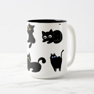 Schwarze Katzen Vinyl Aufkleber Süße Katze Zweifarbige Tasse
