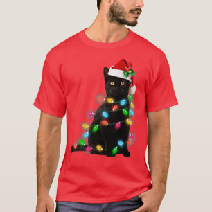 Schwarze Katzen Weihnachten Licht lustig Katzenlie T-Shirt