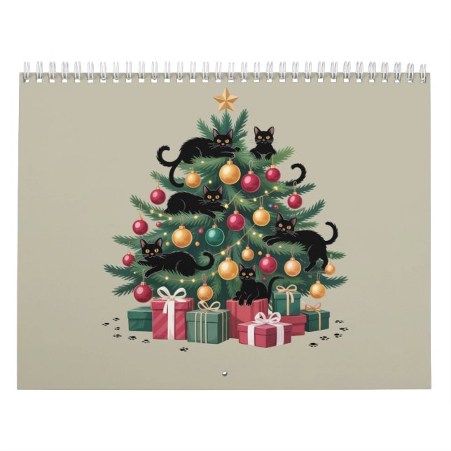 Schwarze Katzen Weihnachtsbaum Katze Lover Xmas Li Kalender (Titelbild)