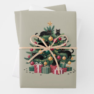 Schwarze Katzen Weihnachtsbaum Katzenliebhaber Xma Geschenkpapier Set