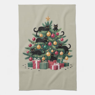 Schwarze Katzen Weihnachtsbaum Katzenliebhaber Xma Geschirrtuch