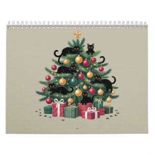 Schwarze Katzen Weihnachtsbaum Katzenliebhaber Xma Kalender