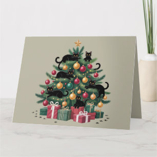 Schwarze Katzen Weihnachtsbaum Katzenliebhaber Xma Karte