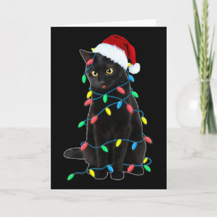 Schwarze Katzen-Weihnachtsbaumlichter Lustiger San Karte
