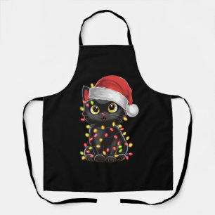 Schwarze Katzen-Weihnachtsbaumlichter Lustiger San Schürze