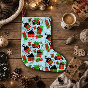 Schwarze Katzen Weihnachtsgeschenke Muster Kleiner Weihnachtsstrumpf