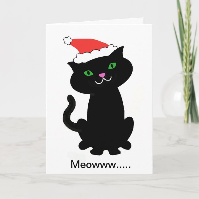 Schwarze Katzen-Weihnachtskarte Feiertagskarte (Vorderseite)