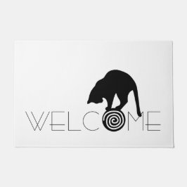 Schwarze Katzen-Willkommens-Fußmatte Fußmatte