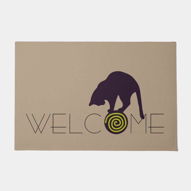Schwarze Katzen-Willkommens-Fußmatte Fußmatte (Vorderseite)