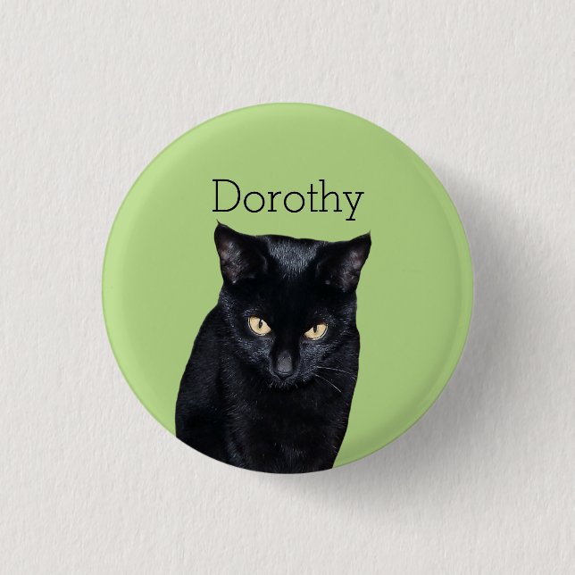 Schwarze Katzen-wirkliches Foto personalisierte Button (Vorderseite)