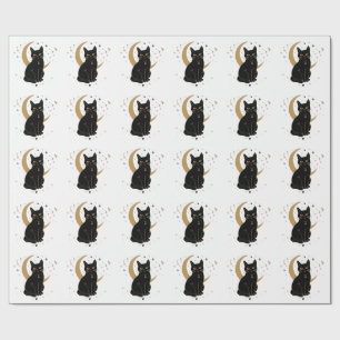 Schwarze Katzenaufkleber Geschenkpapier
